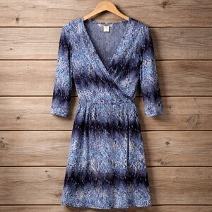 Christine V XL Print Wrap Look Polyester Spandex  Midi Dress